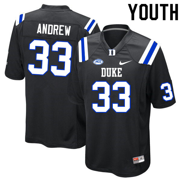 Youth #33 Dawson Andrew Duke Blue Devils College Football Jerseys Sale-Black